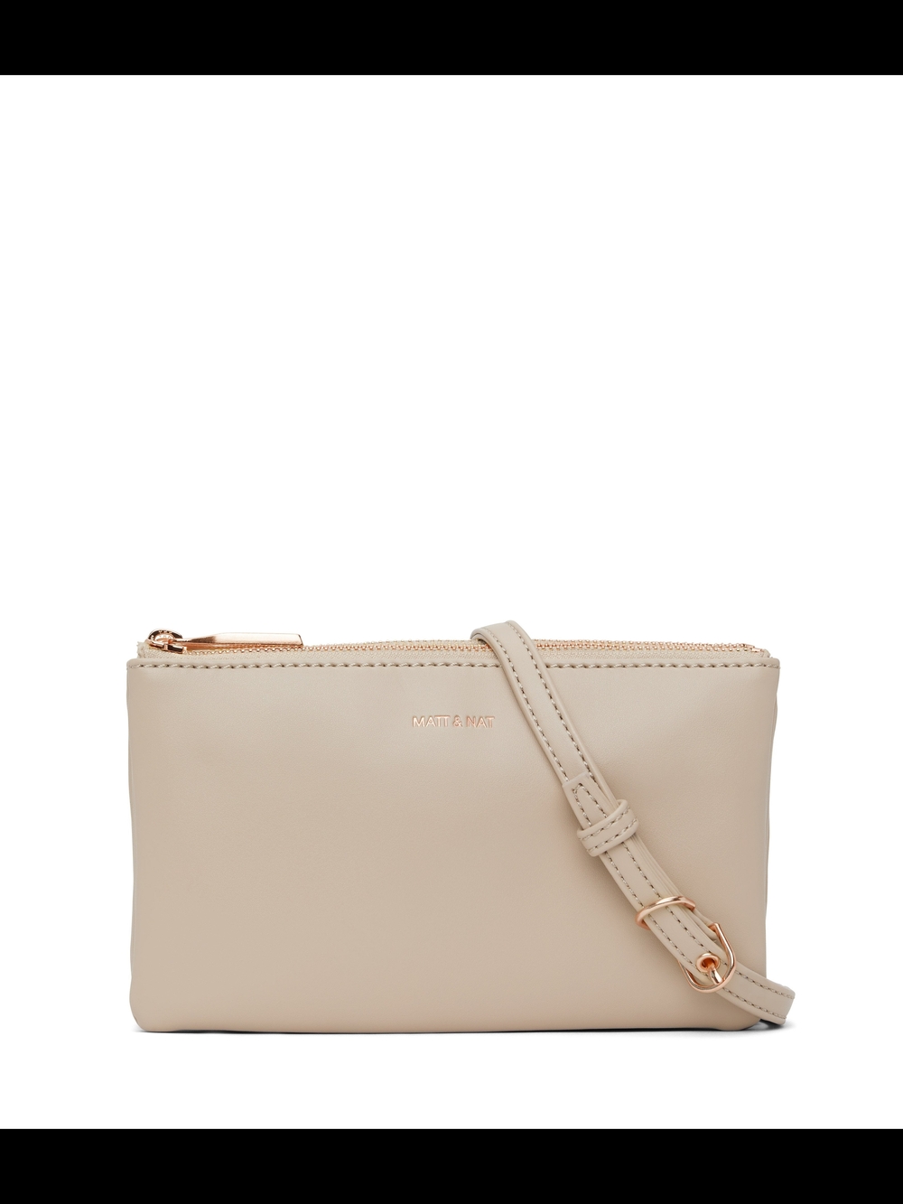 Matt & Nat Light Beige Crossbody Bag with Rose Gold Hardware